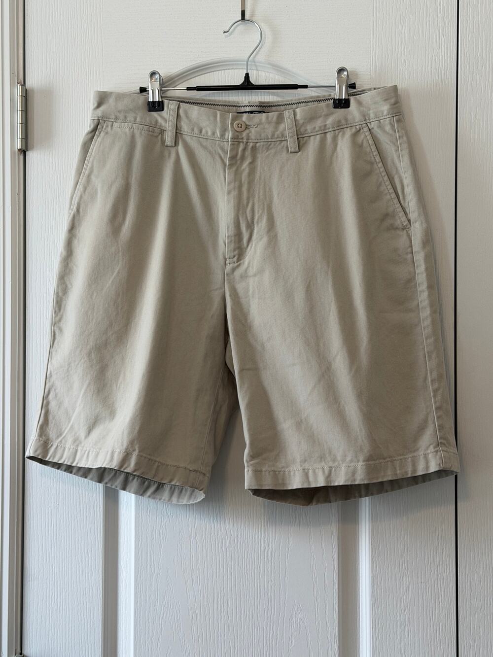 Nautica Mens Chino Shorts Beige Khaki Flat Front Size 34W